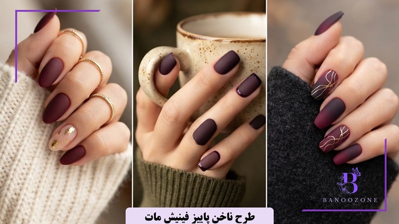 طرح ناخن پاییز فینیش مات
